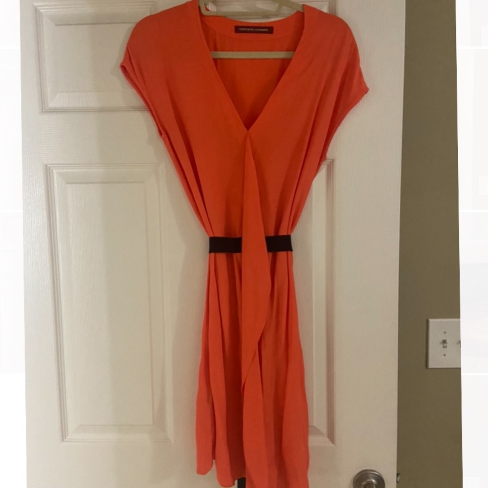 Belted Orange Dress